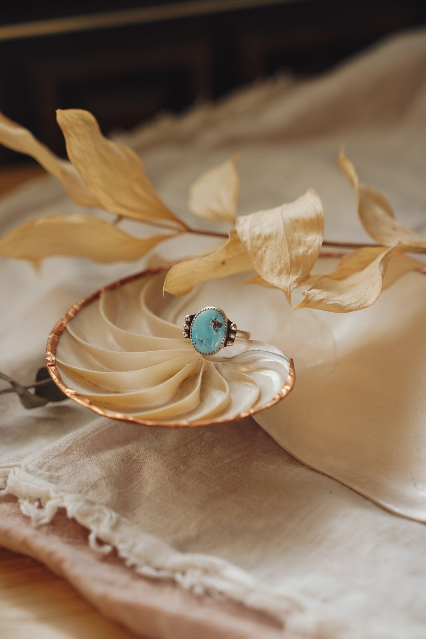 The Ellipsis Ring in Golden Hills Turquoise (Size 8.75) - Golden Road Crafted