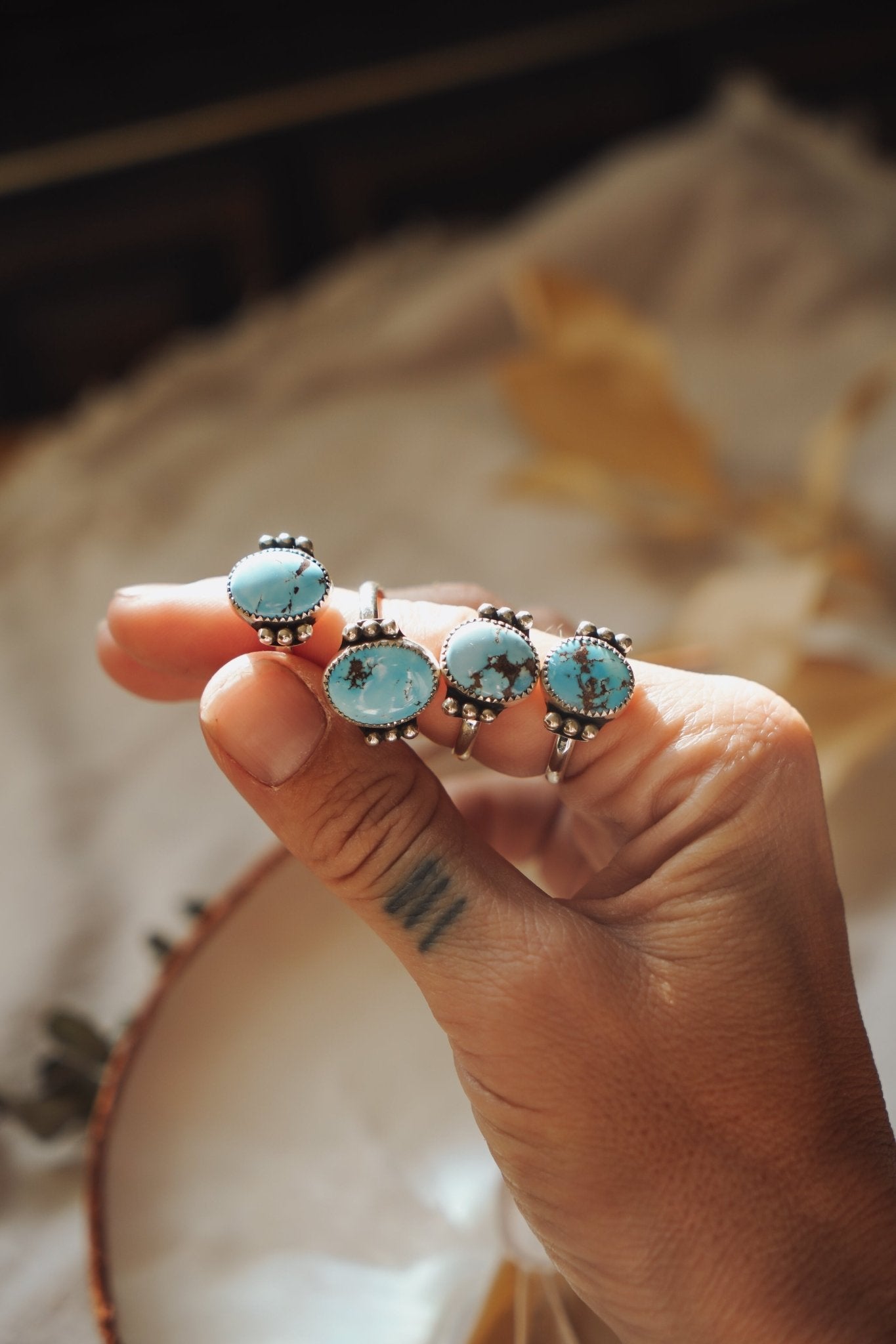 The Ellipsis Ring in Golden Hills Turquoise (Size 8.75) - Golden Road Crafted