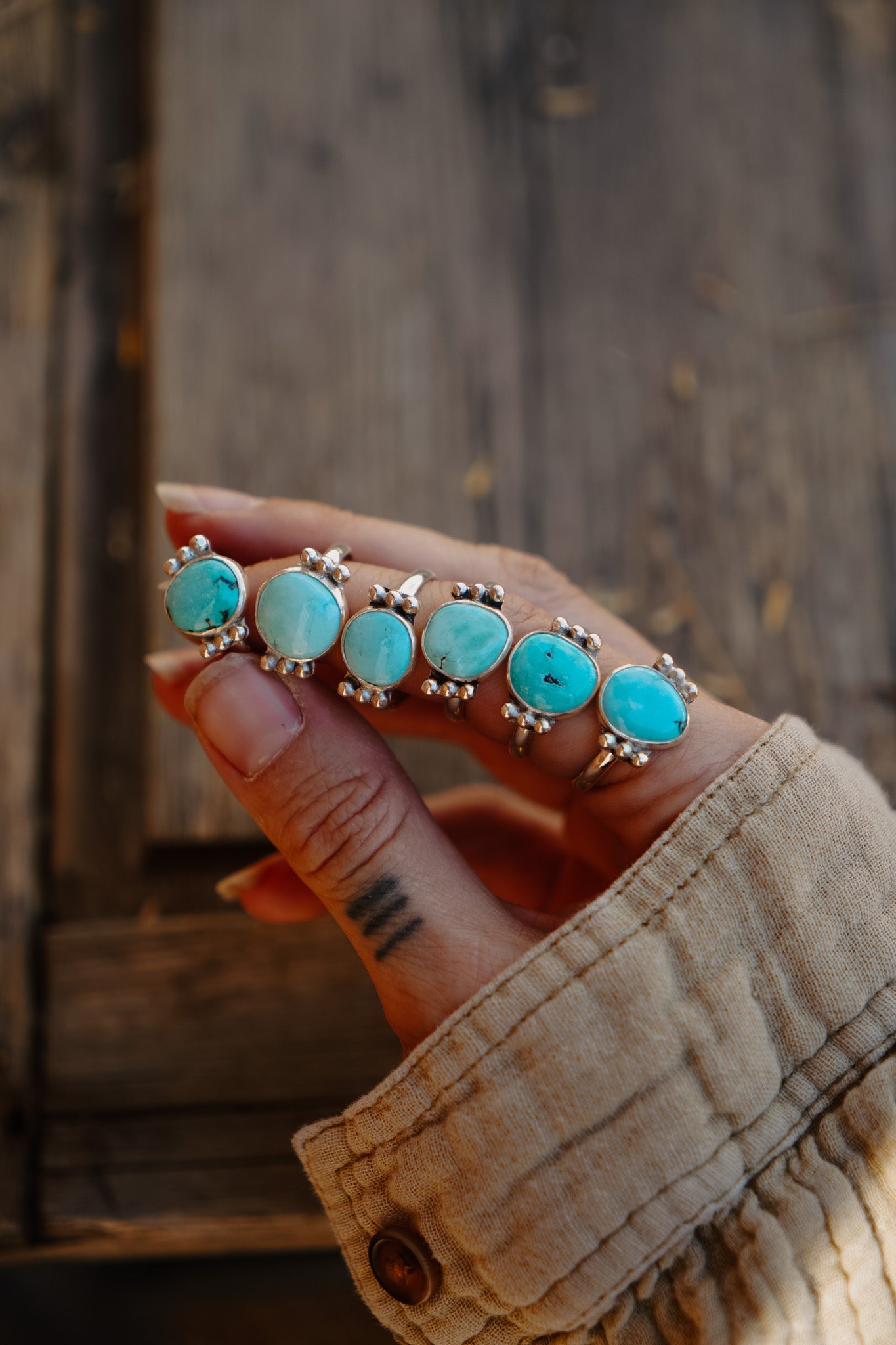 The Ellipsis Ring in Hubei Turquoise (Size 6) - Golden Road Crafted