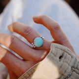 The Ellipsis Ring in Hubei Turquoise (Size 6) - Golden Road Crafted