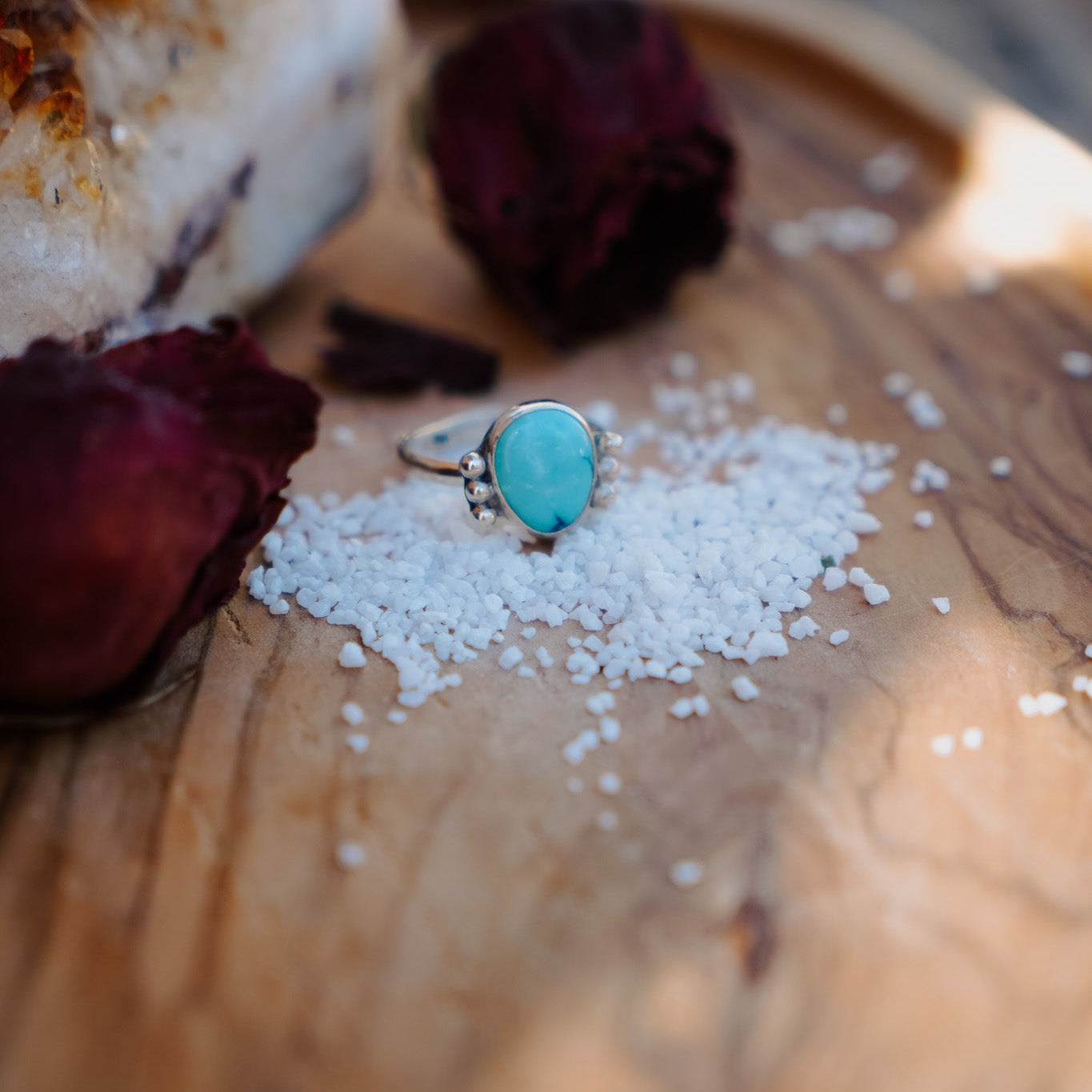 The Ellipsis Ring in Hubei Turquoise (Size 8.75) - Golden Road Crafted