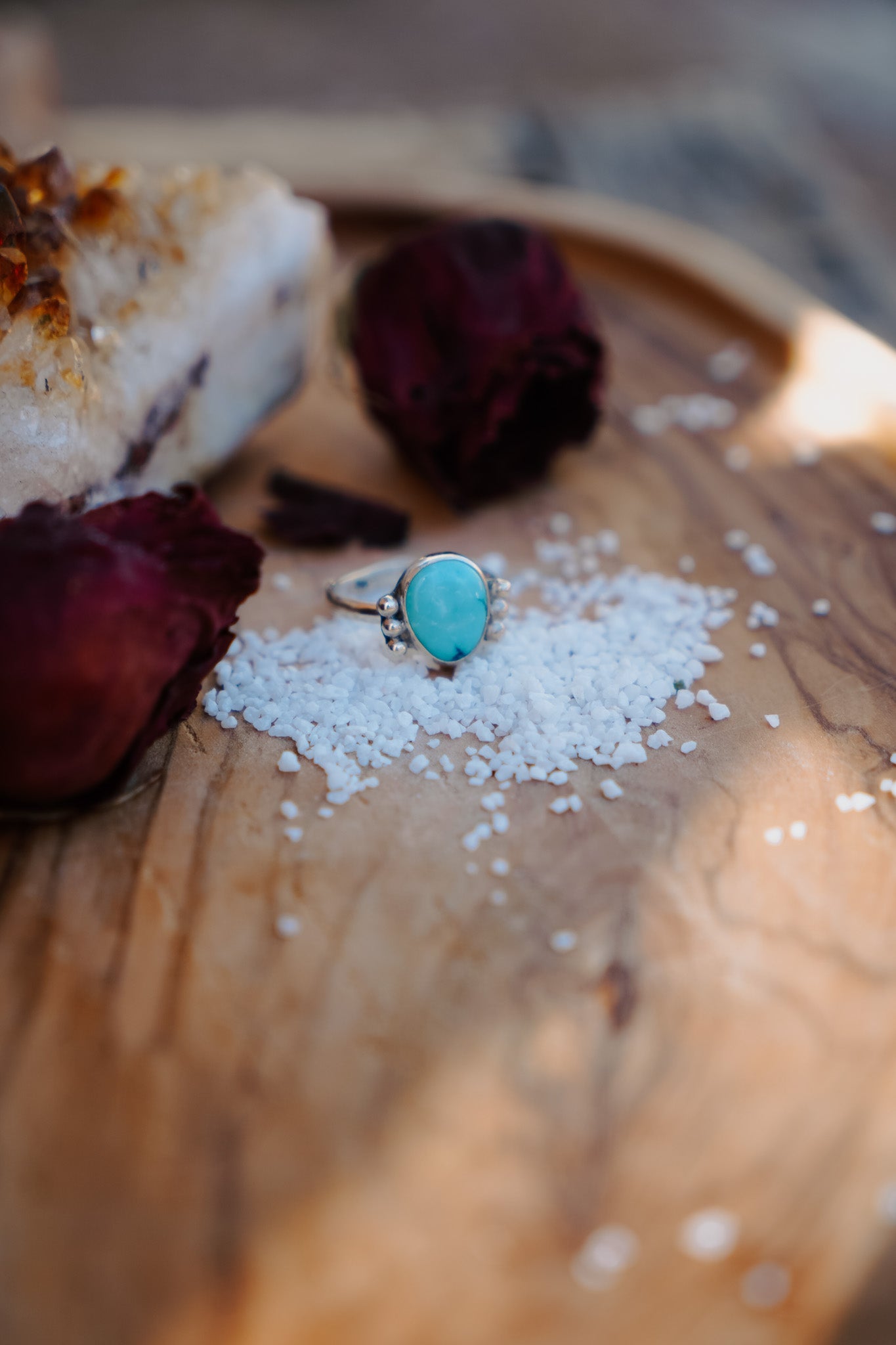 The Ellipsis Ring in Hubei Turquoise (Size 8.75) - Golden Road Crafted