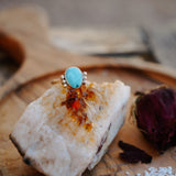 The Ellipsis Ring in Hubei Turquoise (Size 8.75) - Golden Road Crafted