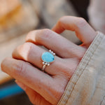 The Ellipsis Ring in Hubei Turquoise (Size 8.75) - Golden Road Crafted