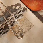 The Fancy Heart Necklace in 14k Gold - Fill w/ Peach Aquamarine Beads - Golden Road Crafted