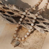 The Fancy Heart Necklace in 14k Gold - Fill w/ Peach Aquamarine Beads - Golden Road Crafted