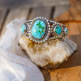 The Flora Cuff in Sonoran Mountain Turquoise - Golden Road Crafted