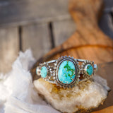 The Flora Cuff in Sonoran Mountain Turquoise - Golden Road Crafted