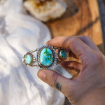 The Flora Cuff in Sonoran Mountain Turquoise - Golden Road Crafted