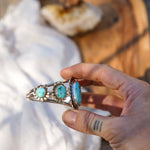 The Flora Cuff in Sonoran Mountain Turquoise - Golden Road Crafted