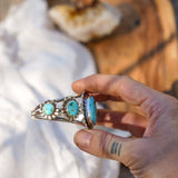 The Flora Cuff in Sonoran Mountain Turquoise - Golden Road Crafted