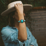 The Flora Cuff in Sonoran Mountain Turquoise - Golden Road Crafted