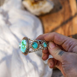 The Flora Cuff in Sonoran Mountain Turquoise - Golden Road Crafted
