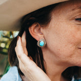 The Flora Stud Earring in Sonoran Mountain Turquoise - Golden Road Crafted