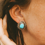 The Flora Stud Earring in Sonoran Mountain Turquoise - Golden Road Crafted