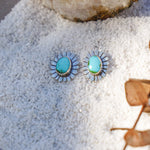 The Flora Stud Earring in Sonoran Mountain Turquoise - Golden Road Crafted