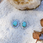 The Flora Stud Earring in Sonoran Mountain Turquoise - Golden Road Crafted