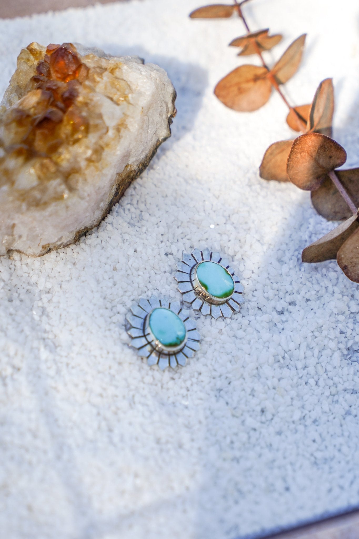 The Flora Stud Earring in Sonoran Mountain Turquoise - Golden Road Crafted
