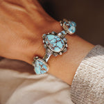 The Flourish Cuff in Golden Hills Turquoise - Golden Road Crafted