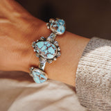 The Flourish Cuff in Golden Hills Turquoise - Golden Road Crafted