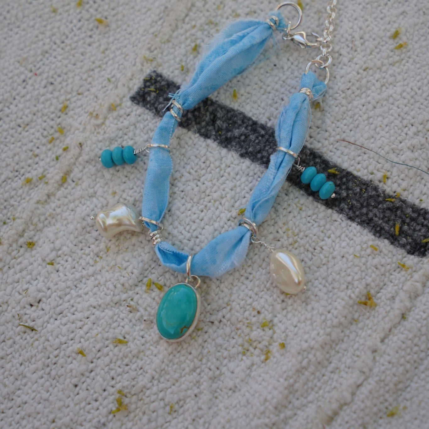 The Fray Baby Anklets with Turquoise + Pearl Beads (MADE TO ORDER) - Golden Road Crafted