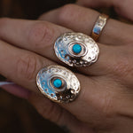 The Golden Star Concho Ring in Lone Mtn Turquoise (Choose your size) - Golden Road Crafted