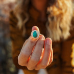 The Golden Sun Ring in Carico Lake Turquoise (Size 6.75) - Golden Road Crafted