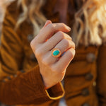 The Golden Sun Ring in Carico Lake Turquoise (Size 6.75) - Golden Road Crafted