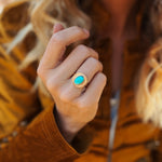 The Golden Sun Ring in Carico Lake Turquoise (Size 7) - Golden Road Crafted