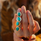The Golden Sun Ring in Carico Lake Turquoise (Size 7.5) - Golden Road Crafted