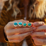 The Golden Sun Ring in Carico Lake Turquoise (Size 7.5) - Golden Road Crafted