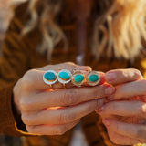 The Golden Sun Ring in Carico Lake Turquoise (Size 7.5) - Golden Road Crafted