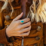 The Golden Sun Ring in Carico Lake Turquoise (Size 8.5) - Golden Road Crafted