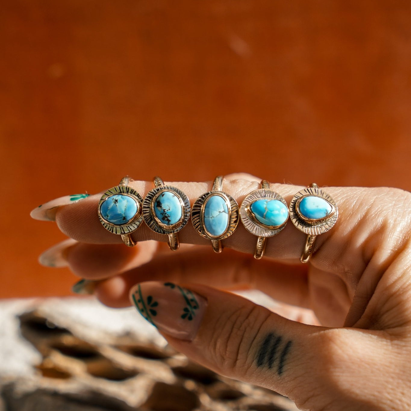 The Golden Sun Ring in Golden Hills Turquoise (Choose your size) - Golden Road Crafted