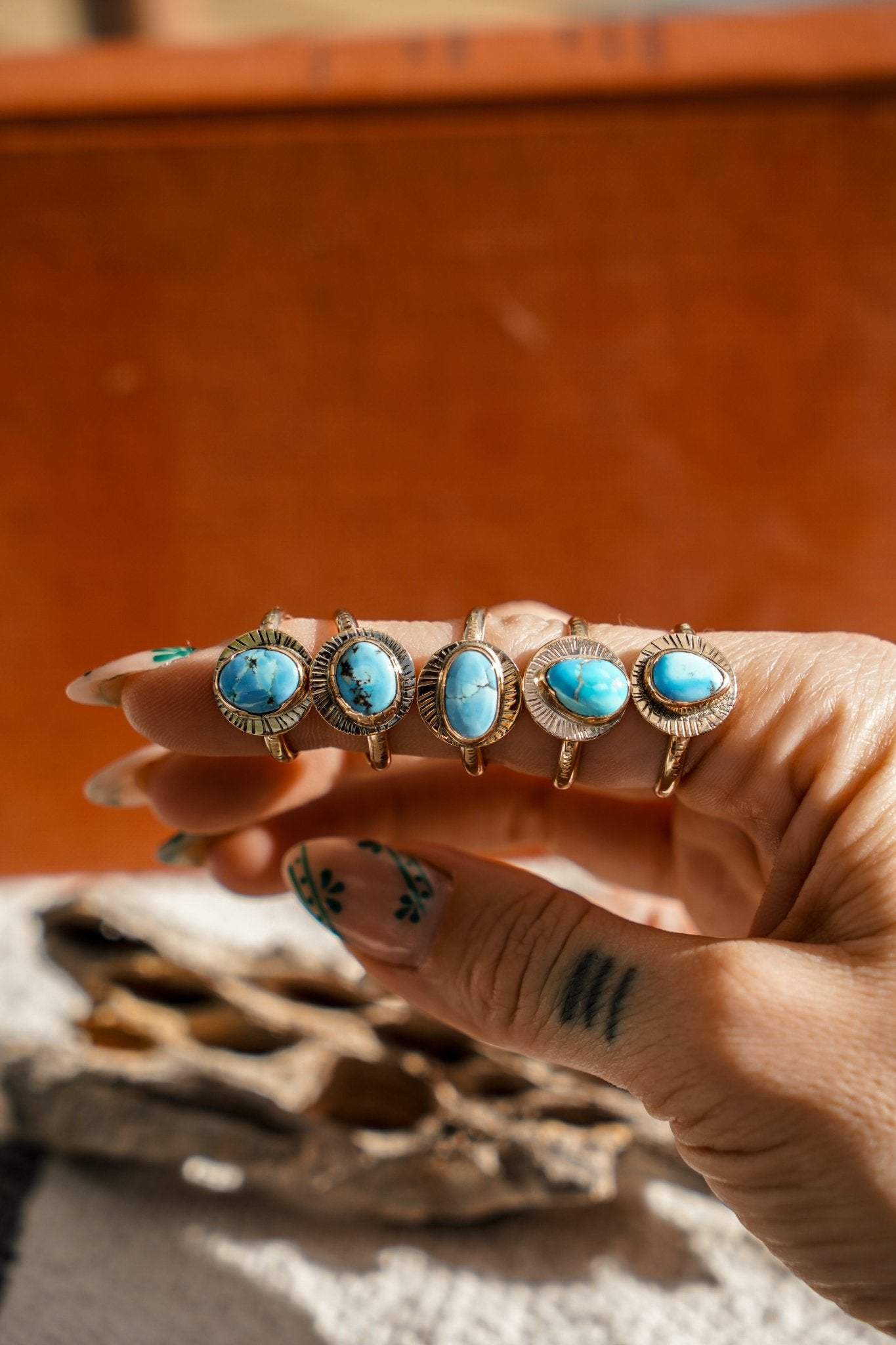 The Golden Sun Ring in Golden Hills Turquoise (Choose your size) - Golden Road Crafted
