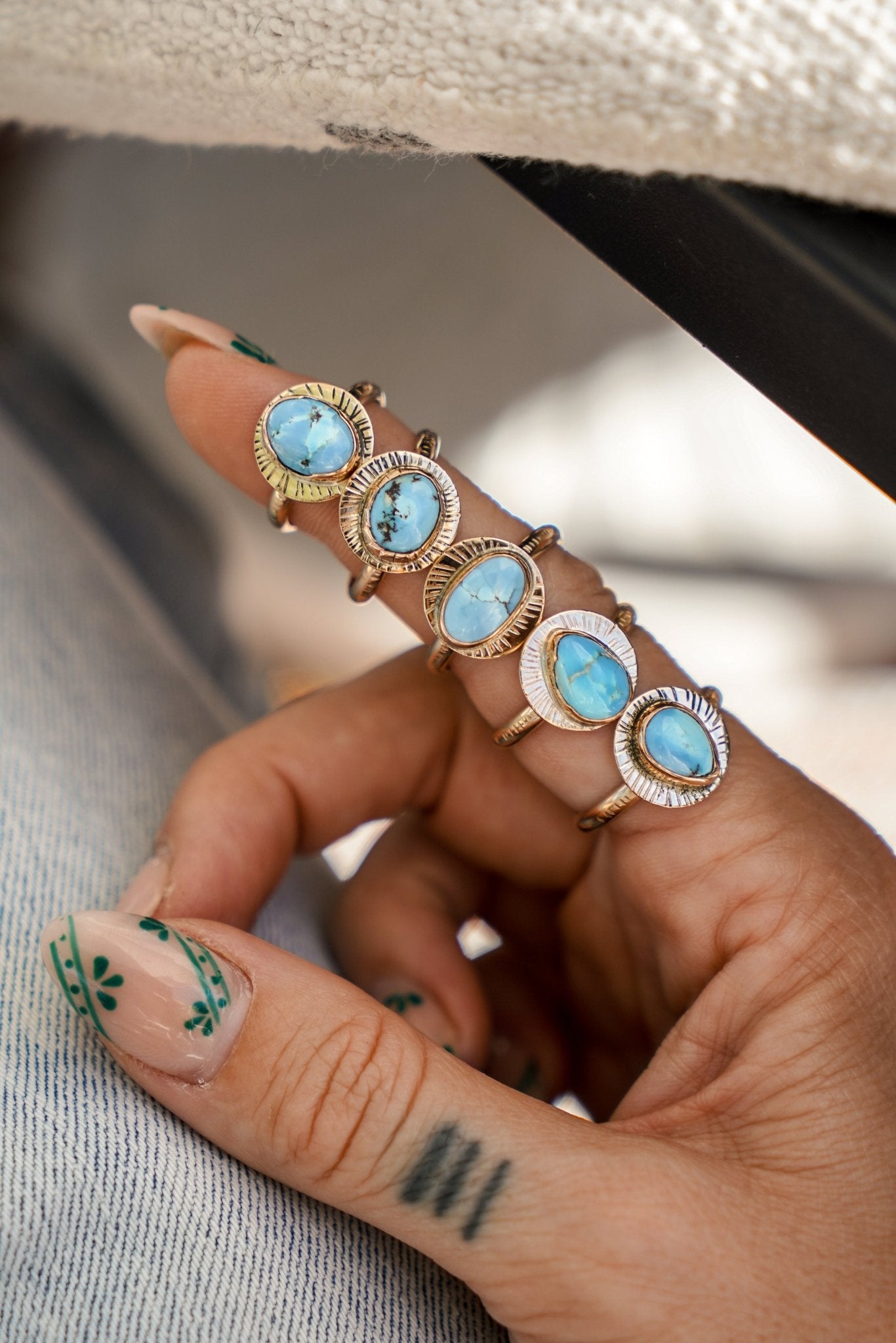 The Golden Sun Ring in Golden Hills Turquoise (Choose your size) - Golden Road Crafted