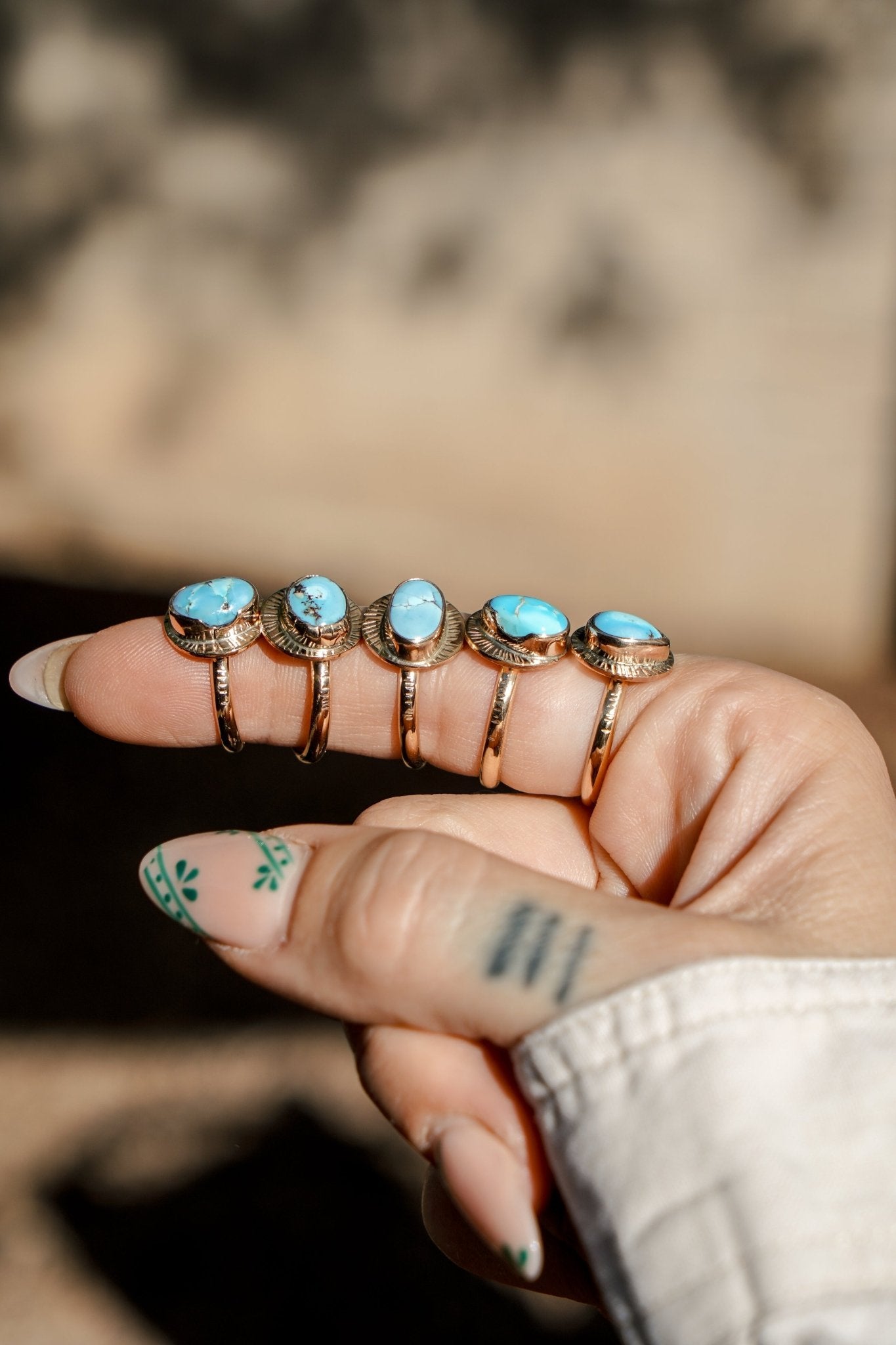 The Golden Sun Ring in Golden Hills Turquoise (Choose your size) - Golden Road Crafted