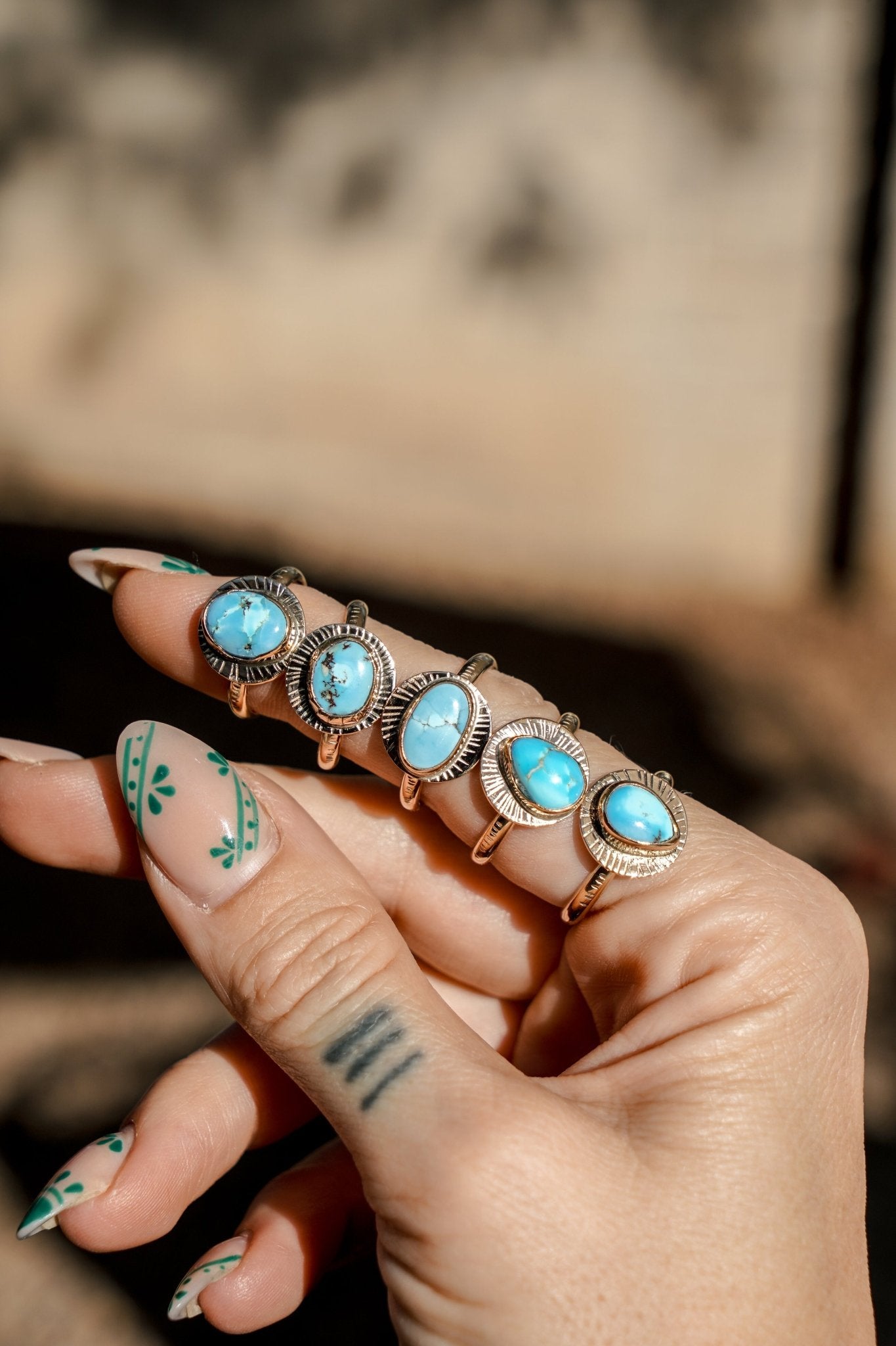 The Golden Sun Ring in Golden Hills Turquoise (Choose your size) - Golden Road Crafted