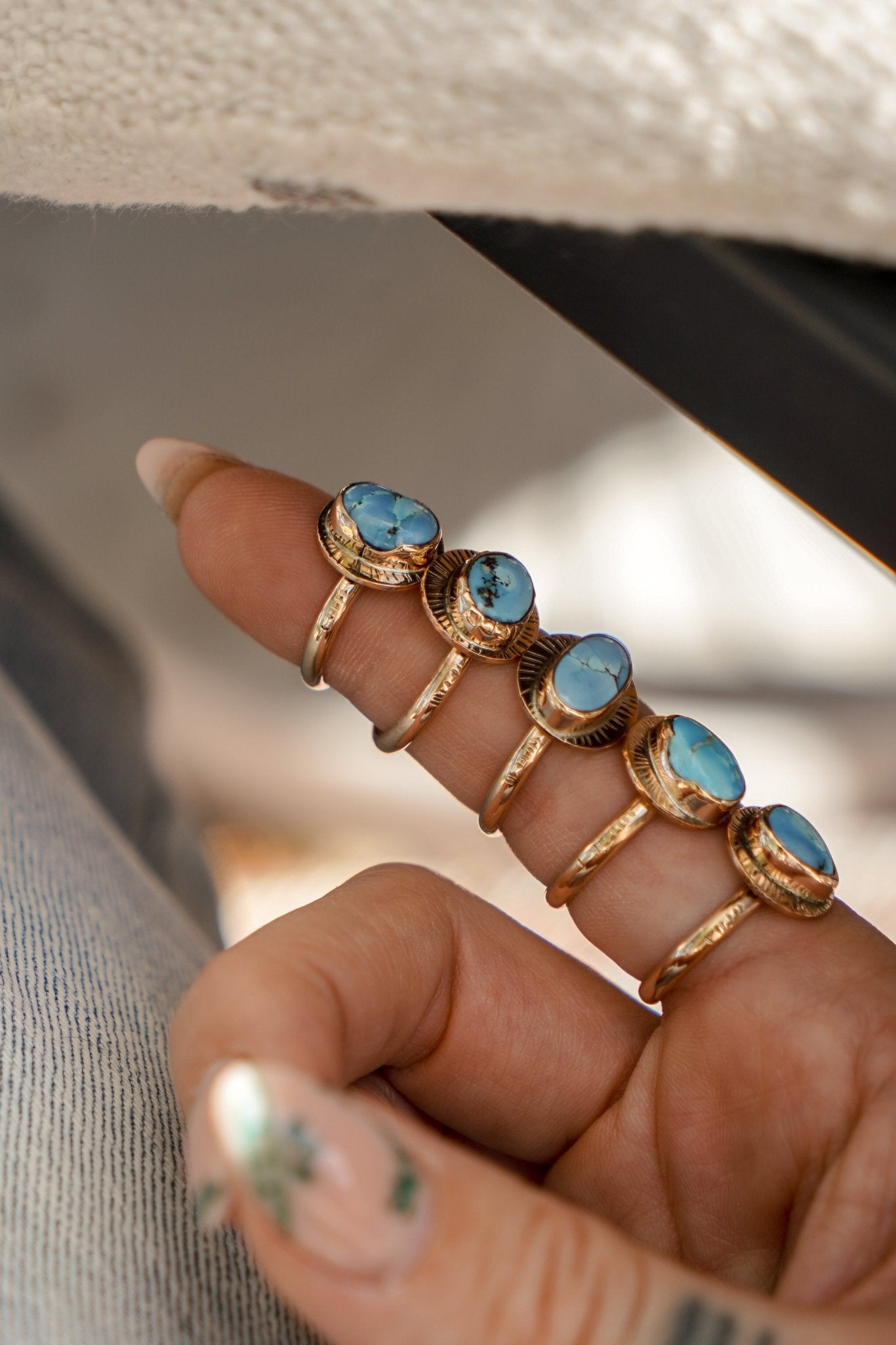 The Golden Sun Ring in Golden Hills Turquoise (Choose your size) - Golden Road Crafted