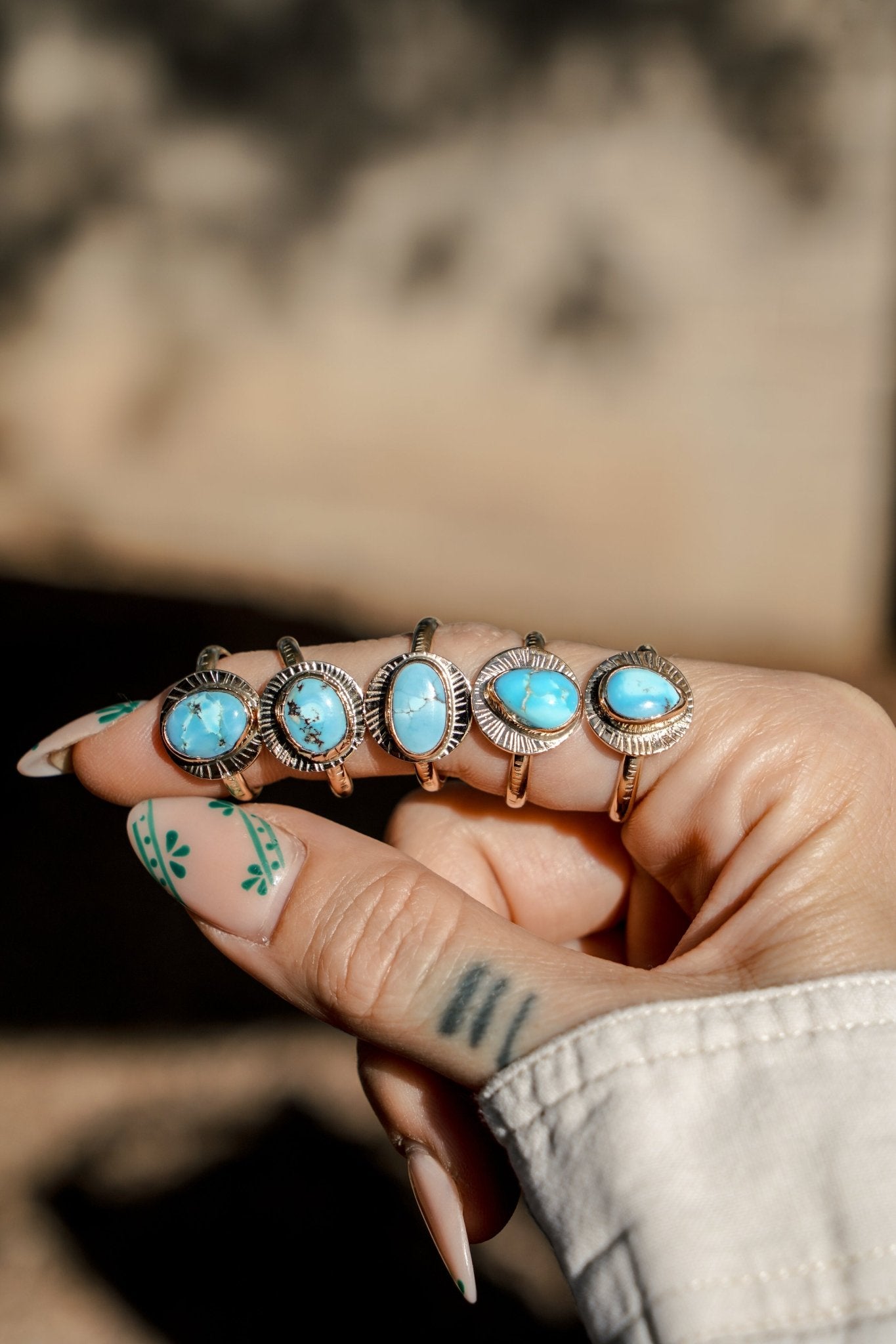 The Golden Sun Ring in Golden Hills Turquoise (Choose your size) - Golden Road Crafted
