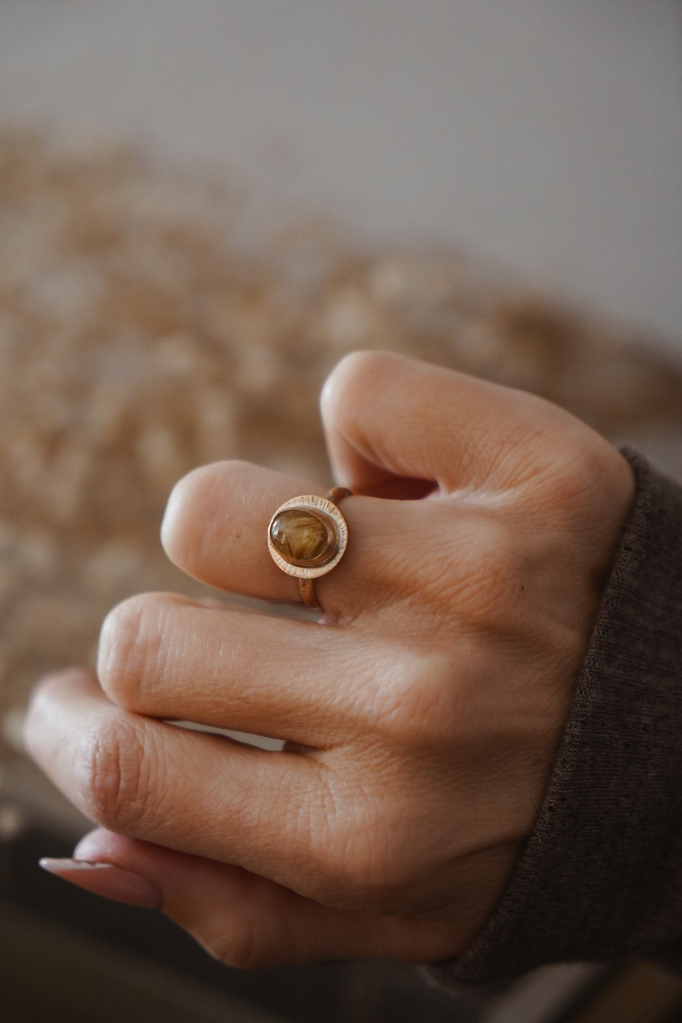 The Golden Sun Ring in Rutilated Quartz (Choose your size) - Golden Road Crafted