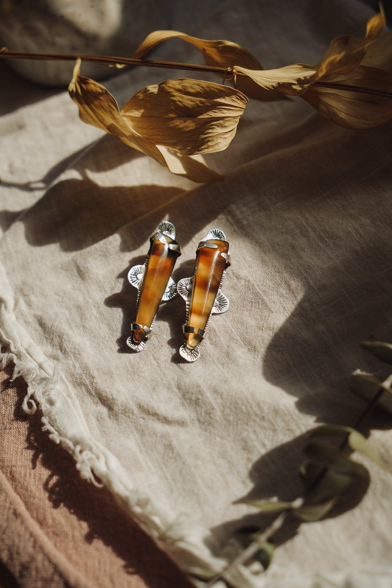 The Harvest Earrings in Montana Agate - Golden Road Crafted