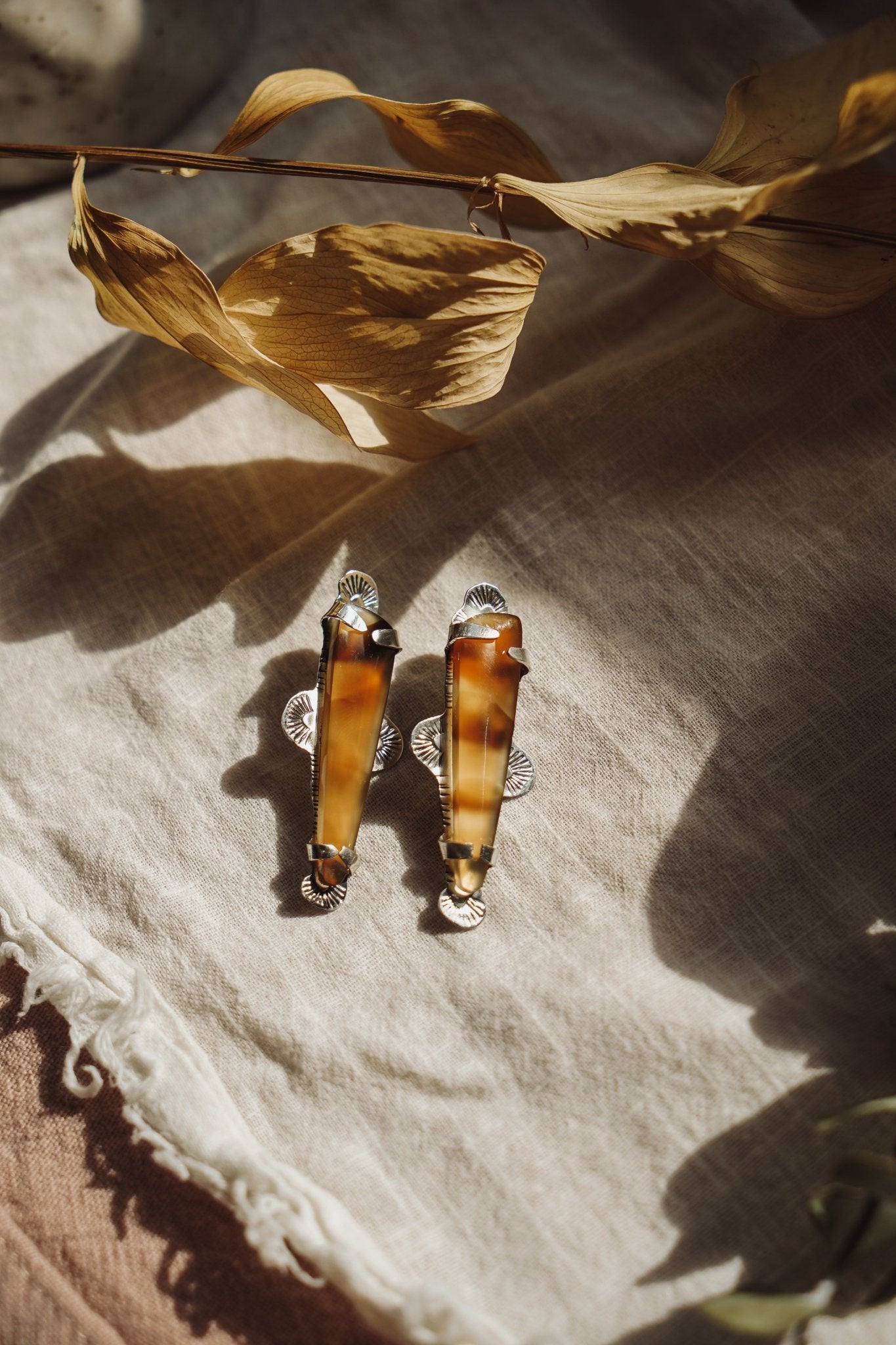 The Harvest Earrings in Montana Agate - Golden Road Crafted