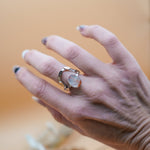 The Healer Gold Leaf Stacker Set in Healer Quartz (Size 7) - Golden Road Crafted