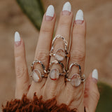 The Healer Gold Leaf Stacker Set in Healer Quartz (Size 7) - Golden Road Crafted