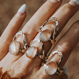 The Healer Gold Leaf Stacker Set in Healer Quartz (Size 7) - Golden Road Crafted