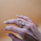 The Healer Gold Leaf Stacker Set in Healer Quartz (Size 8) - Golden Road Crafted