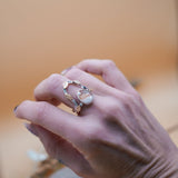 The Healer Gold Leaf Stacker Set in Healer Quartz (Size 8) - Golden Road Crafted