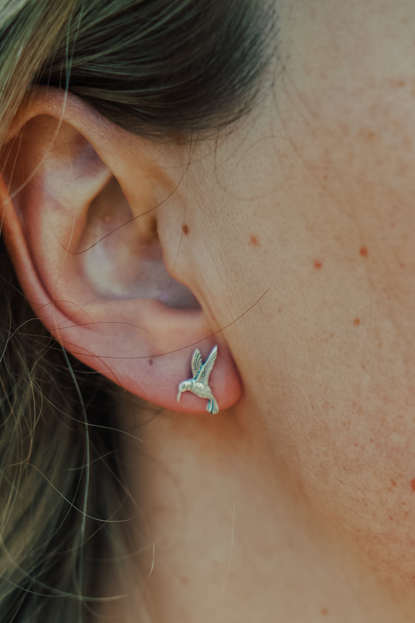 The Hummingbird Studs - Golden Road Crafted