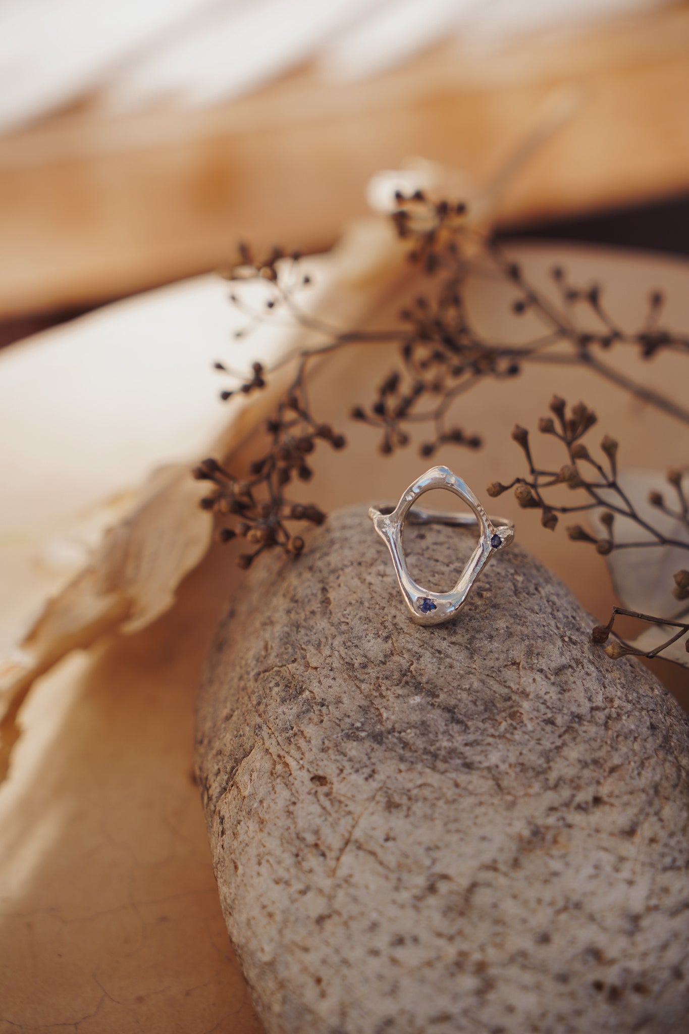 The Intueri Ring with Lab - grown Sapphire (Size 10) - Golden Road Crafted